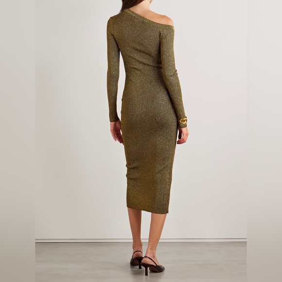 STAUD Craftsman Off-the-Shoulder Metallic Ribbed-Knit Midi Dress - Picture 13 of 13